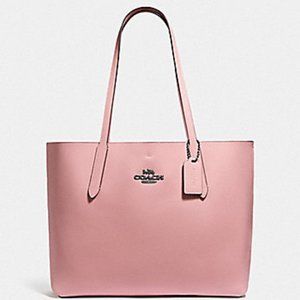 Coach Petal Pebble Leather Hudson Tote In Petal Barbiecore